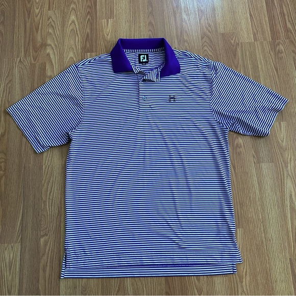 Footjoy Golf Polo Men’s Medium Striped Unknown Logo - Picture 2 of 8